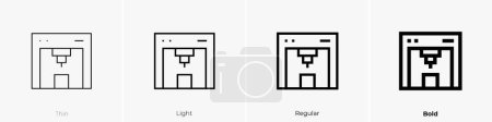 d printer icon. Thin, Light Regular And Bold style design isolated on white background