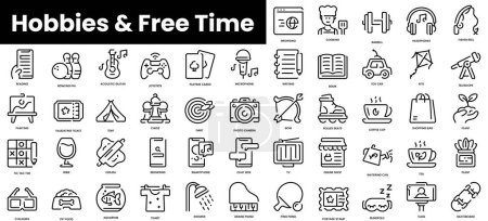 Set of outline hobbies and free time icons. Minimalist thin linear web icon set. vector illustration.