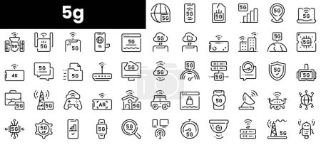 Set of outline 3g icons. Minimalist thin linear web icon set. vector illustration.