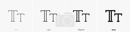 Schriftgröße-Symbol. Dünnes, leichtes, regelmäßiges und kühnes Design isoliert auf weißem Hintergrund