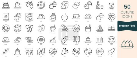 Set of brazilian food icons. Thin linear style icons Pack. Vector Illustration