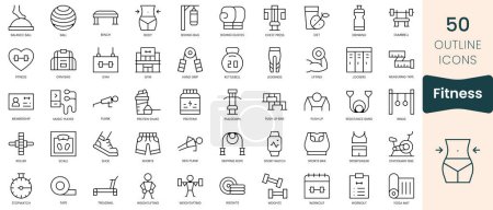 Illustration for Set of fitness icons. Thin linear style icons Pack. Vector Illustration - Royalty Free Image