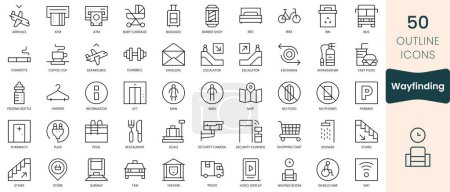 Illustration for Set of wayfinding icons. Thin linear style icons Pack. Vector Illustration - Royalty Free Image