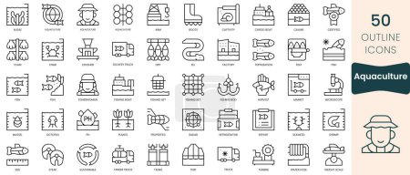 Illustration for Set of aquaculture icons. Thin linear style icons Pack. Vector Illustration - Royalty Free Image