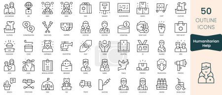 Illustration for Set of humanitarian help icons. Thin linear style icons Pack. Vector Illustration - Royalty Free Image