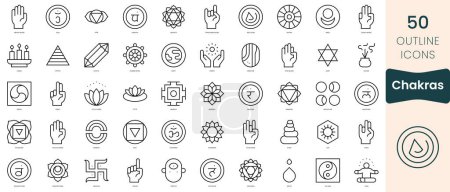 Illustration for Set of chakras icons. Thin linear style icons Pack. Vector Illustration - Royalty Free Image