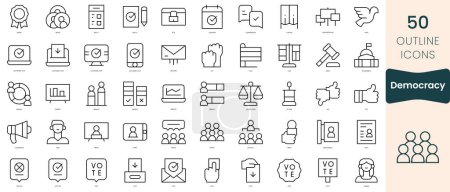 Téléchargez les illustrations : Set of democracy icons. Thin linear style icons Pack. Vector Illustration - en licence libre de droit