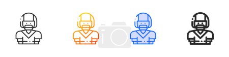 Illustration for American football player icon.Thin Linear, Gradient, Blue Stroke and bold Style Design Isolated On White Background - Royalty Free Image