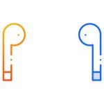 airpods icon.Thin Linear, Gradient, Blue Stroke and bold Style Design Isolated On White Background