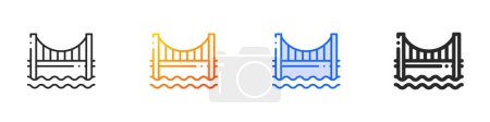 Illustration for Abril bridge icon.Thin Linear, Gradient, Blue Stroke and bold Style Design Isolated On White Background - Royalty Free Image