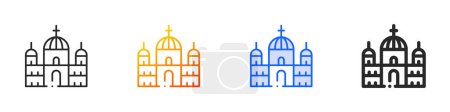 Ilustración de Icono de la catedral de Berlín Delgado lineal, degradado, trazo azul y diseño de estilo audaz aislado sobre fondo blanco - Imagen libre de derechos