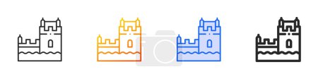 belem tower icon.Thin Linear, Gradient, Blue Stroke and bold Style Design Isolated On White Background