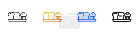 Ilustración de Icon.Thin panadería lineal, degradado, trazo azul y diseño de estilo audaz aislado sobre fondo blanco - Imagen libre de derechos