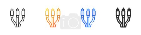 Ilustración de Av icon.Thin cable lineal, degradado, trazo azul y diseño de estilo audaz aislado sobre fondo blanco - Imagen libre de derechos