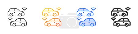 autonomous car icon.Thin Linear, Gradient, Blue Stroke and bold Style Design Isolated On White Background
