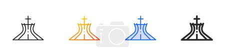 Ilustración de Icon.Thin brasileño lineal, degradado, trazo azul y diseño de estilo audaz aislado sobre fondo blanco - Imagen libre de derechos