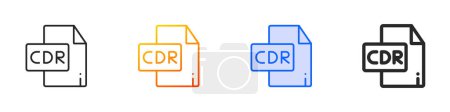 cdr icon.Thin Linear, Gradient, Blue Stroke und kühnes Design Isoliert auf weißem Hintergrund