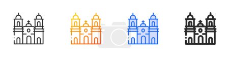 catedral de trujillo icon.Thin Linear, Gradient, Blue Stroke and bold Style Design Isolated On White Background