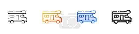 caravan icon.Thin Linear, Gradient, Blue Stroke und kühnes Design isoliert auf weißem Hintergrund