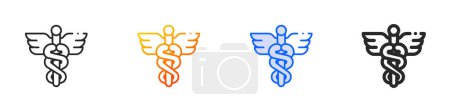 Illustration for Caduceus icon.Thin Linear, Gradient, Blue Stroke and bold Style Design Isolated On White Background - Royalty Free Image