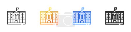 Téléchargez les illustrations : Buckingham palais icon.Thin linéaire, dégradé, bleu AVC et style audacieux Design isolé sur fond blanc - en licence libre de droit