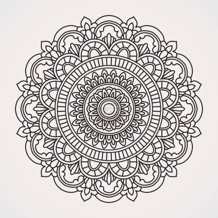 Illustration for Circular symmetrical patterns of mandala shapes for henna, tattoos, decorations and for coloring books - Royalty Free Image