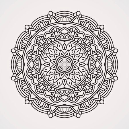 Téléchargez les illustrations : Circular decoration with a blend of floral ornaments. suitable for henna, tattoos, coloring books. islam, hindu,Buddha, india, pakistan, chinese, arab - en licence libre de droit