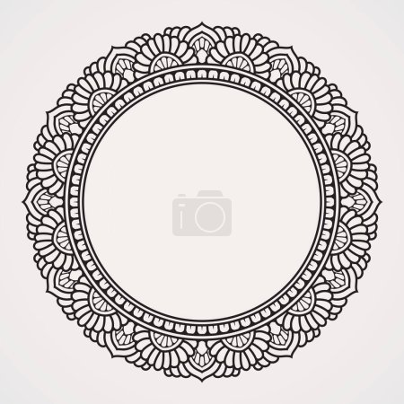 Traditional border frame with ornaments of flowers and herbs for photos and quotes. suitable for henna, tattoos, photos, coloring books. islam, hindu,Buddha, india, pakistan, chinese, arab