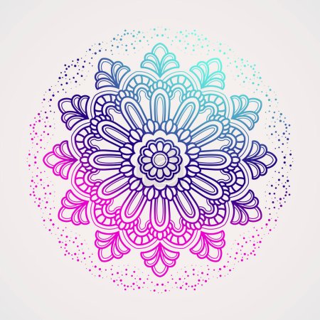 Illustration for Beautiful and cool gradation color mandala with shades of blue. suitable for henna, tattoos, photos, coloring books. islam, hindu,Buddha, india, pakistan, chinese, arab - Royalty Free Image
