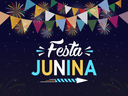 Téléchargez les illustrations : Festa junina fond. Célébration pour le festival de fête Illustration vectorielle gratuite design coloré - en licence libre de droit