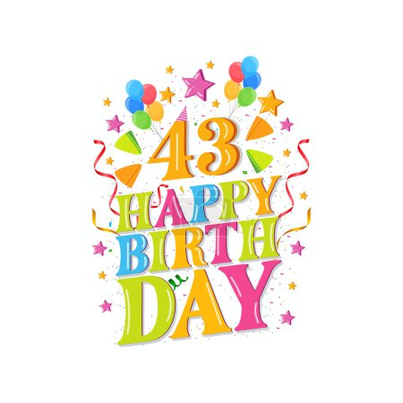 Illustration for 43rd happy birthday logo with balloons, vector illustration design for birthday celebration, greeting card and invitation card. - Royalty Free Image