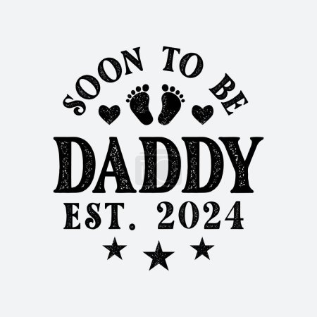 Promoted To Daddy 2024 Father's Day, Father's Day Saying Quotes, Papa, Dad, Funny Father, Gift For Dad. Typography Tshirt Design