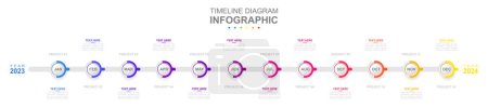 Infographic business template. 12 Months modern Timeline diagram calendar. Concept presentation.