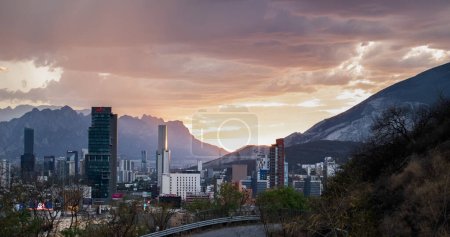 Photo for Storm at sunset in Monterry city, Mexico - Royalty Free Image
