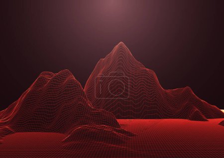 Illustration for Retro styled abstract wireframe landscape background - Royalty Free Image