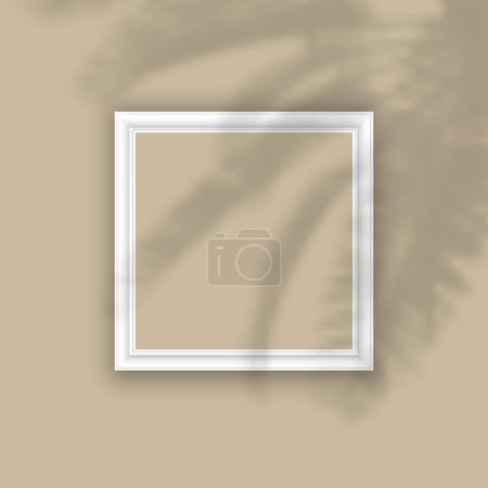 Illustration for Blank picture frame with plant shadow overlay - Royalty Free Image