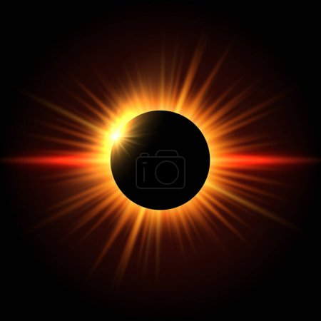 Téléchargez les illustrations : Fond spatial avec conception d'éclipse solaire - en licence libre de droit
