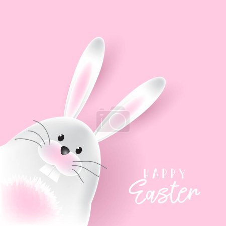 Illustration for Easter background with cute bunny - Royalty Free Image