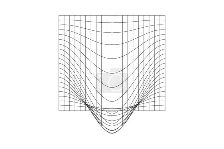 Photo for Distorted grid. Mesh warp texture. Futuristic net with convex effect. Geometric deformation. Gravity phenomenon. Bented lattice surface isolated on white background. Vector outline illustration. - Royalty Free Image