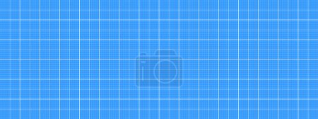 Téléchargez les illustrations : Modèle de feuille de calcul de grille d'impression bleue. Mise en page à carreaux vierges pour ordinateur portable, tapis de coupe, travaux de bureau, rédaction, tracé, mémos, schémas d'ingénierie ou mesure d'architecture. Illustration vectorielle - en licence libre de droit