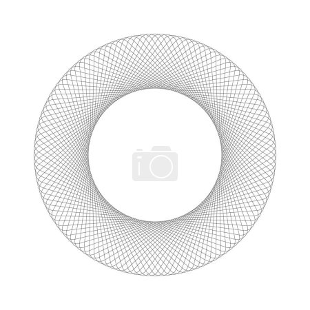 Illustration for Spirograph template. Concentric ornament texture. Harmonic symmetric wireframe element. Round guilloche shape isolated on white background. Vector graphic illustration - Royalty Free Image