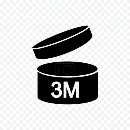 Photo for 3 month PAO icon. 3M period after opening sign. Jar with open lid and number. Product freshness time. Cosmetic, shampoo, makeup validity label isolated on transparent background. Vector illustration - Royalty Free Image