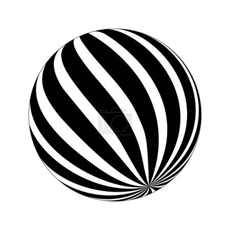 Photo for Spherical shape with twisted black and white stripes. 3D sphere model. Modern ball isolated on white background. Globe figure in perspective. Vector illustration. - Royalty Free Image