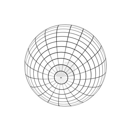 Photo for 3D sphere wireframe. Orbit model, spherical shape, gridded ball. Earth globe figure with longitude and latitude, parallel and meridian lines isolated on white background. Vector outline illustration - Royalty Free Image