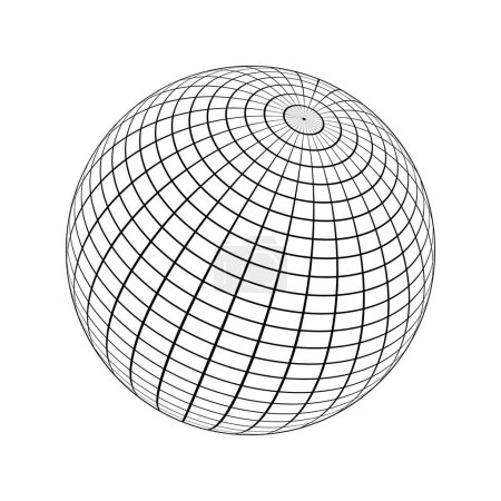 Photo for 3D sphere wireframe icon. Orb model, spherical shape, grid ball isolated on white background. Earth globe figure with longitude and latitude, parallel and meridian lines. Vector outline illustration - Royalty Free Image