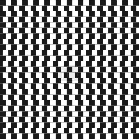 Ilustración de Líneas paralelas horizontales desplazadas con cuadrados en blanco y negro. Ilusión óptica con percepción distorsionada. Patrón a cuadros. Textura mosaica con motivo de engaño visual. Ilustración gráfica vectorial - Imagen libre de derechos