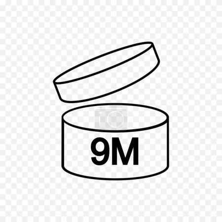 Photo for 9m PAO icon. 9 months period after opening sign. Thin line jar with open lid and number. Product freshness time. Cosmetic, shampoo, makeup validity label isolated on transparent background - Royalty Free Image