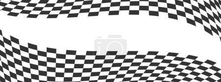 Photo for Wavy race flag or chess board background. Warped black and white checkered pattern. Motocross, rally, sport car or chess game competition banner. Vector illustration - Royalty Free Image