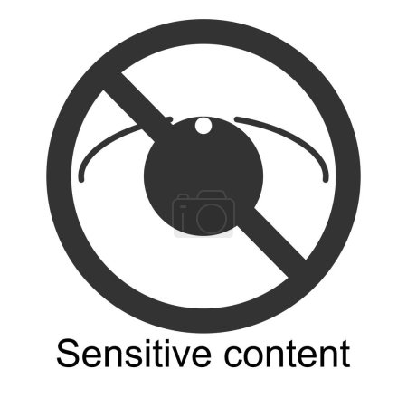 Photo for Eye in warning forbidden sign. Sensitive content censorship symbol isolated on white background. Restrictive icon to hide photo or video with scenes of violence or nudity. Vector illustration - Royalty Free Image