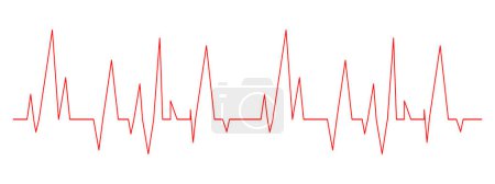 Téléchargez les illustrations : Fréquence cardiaque. Schéma ECG isolé sur fond blanc. Rythme cardiaque ligne rouge. Pictogramme de cardio-test. Symbole de l'hôpital. Illustration graphique vectorielle - en licence libre de droit